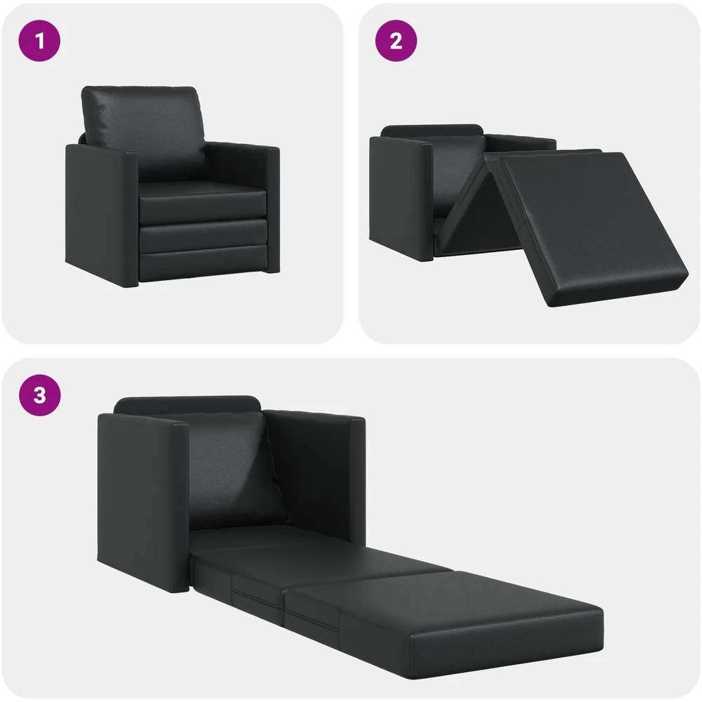 Sofa lova Juoda 74 x 77 x 81 cm Dirbtinė Oda