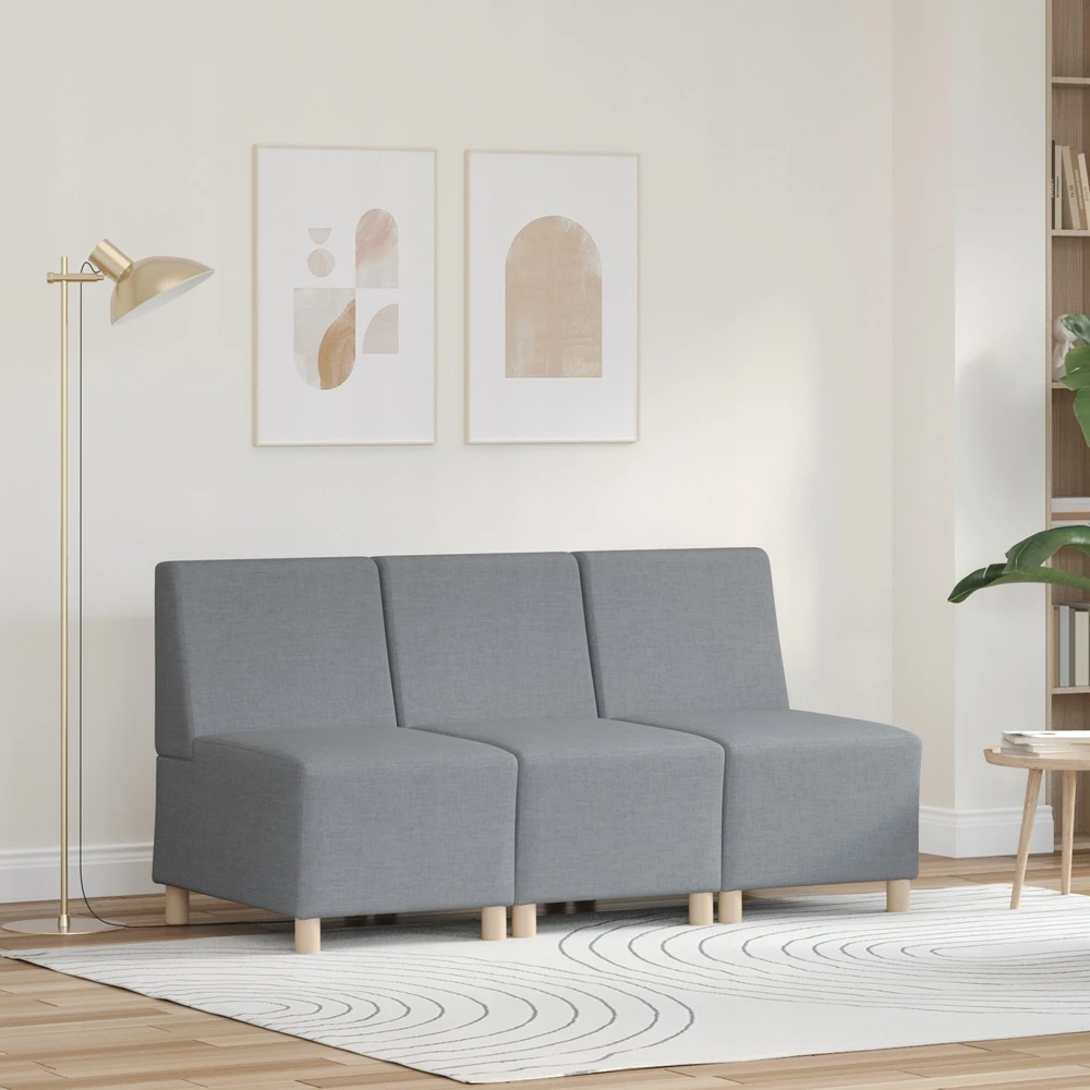 Modulinis sofa vienetas be rankų 3 vnt. Šviesiai pilka audinys
