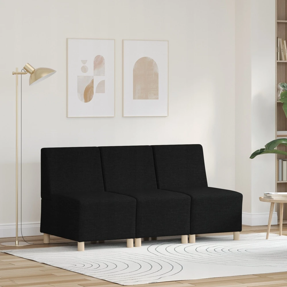 Modulinis sofa vienetas be rankų 3 vnt. Juoda audinys