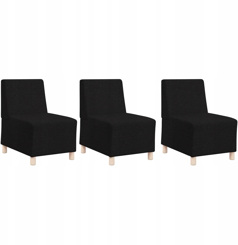 Modulinis sofa vienetas be rankų 3 vnt. Juoda audinys