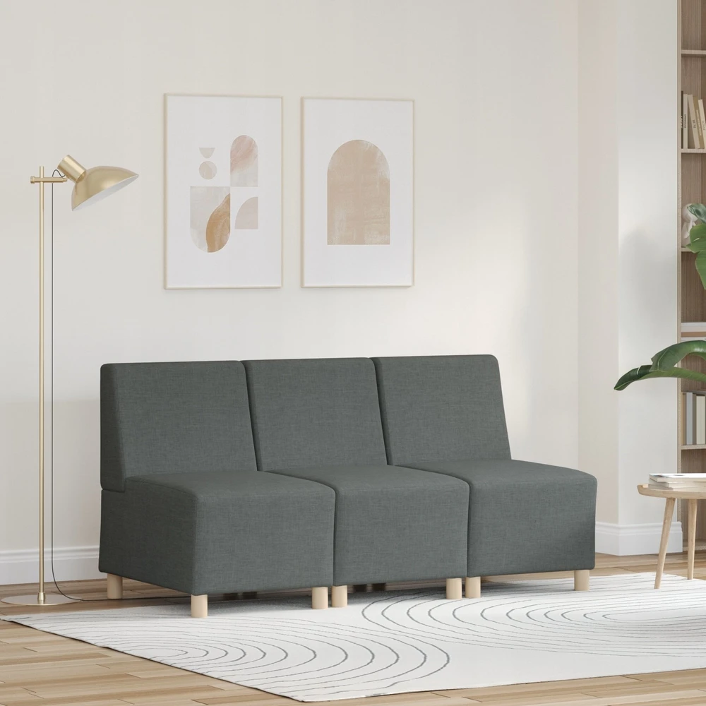 Modulinis sofa vienetas be rankų 3 vnt. Tamsiai pilka audinys