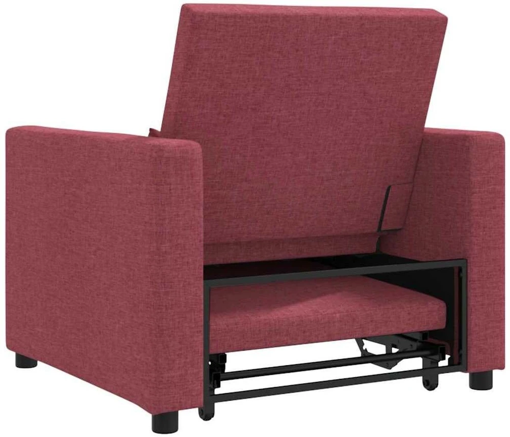 Fotelis Ištraukiamas sofa-lova vienvietis Vyno raudonumo audinys
