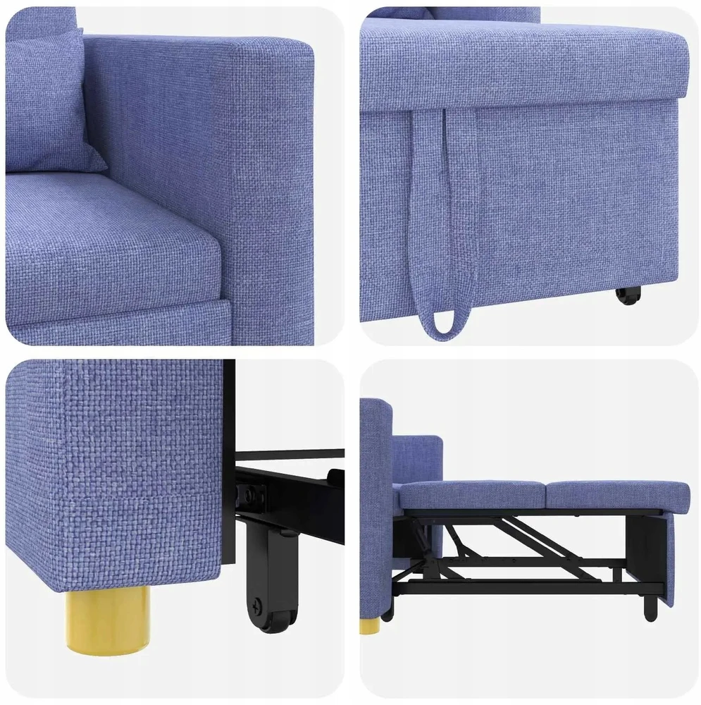 Fotelis Ištraukiamas sofa-lova vienvietis Džinsinė mėlyna audinys