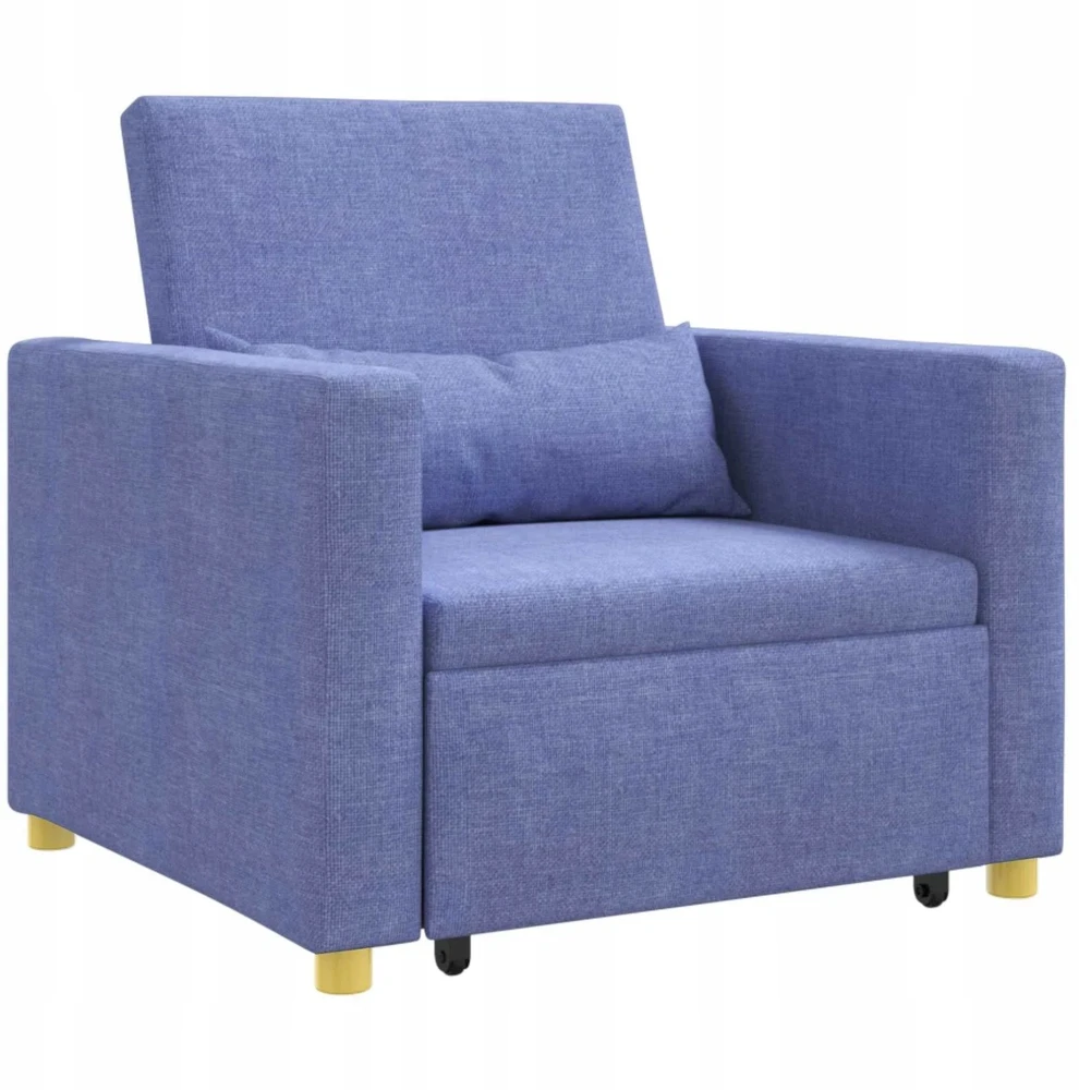 Fotelis Ištraukiamas sofa-lova vienvietis Džinsinė mėlyna audinys