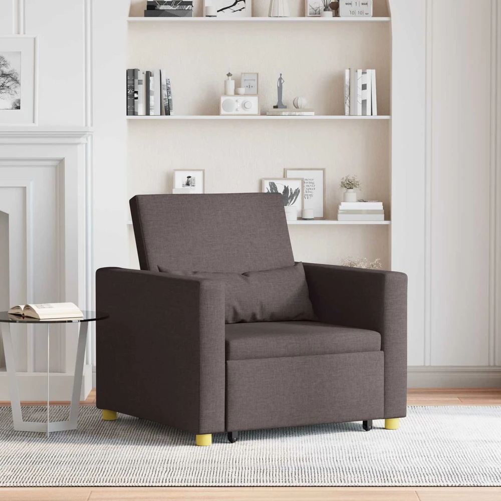 Fotelis Ištraukiamas sofa-lova vienvietis Tamsiai ruda audinys