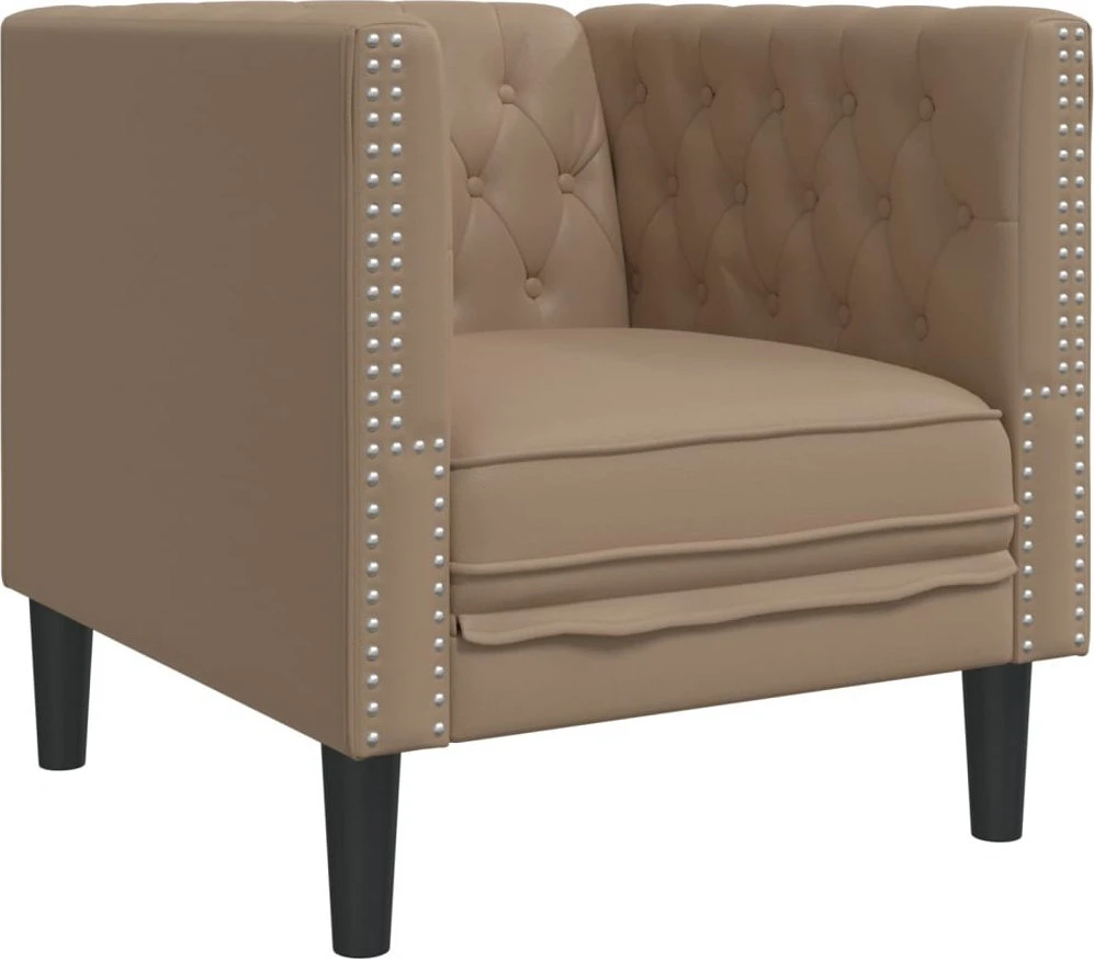 Sofa Chesterfield krėslas, kapučino spalvos, dirbtinė oda