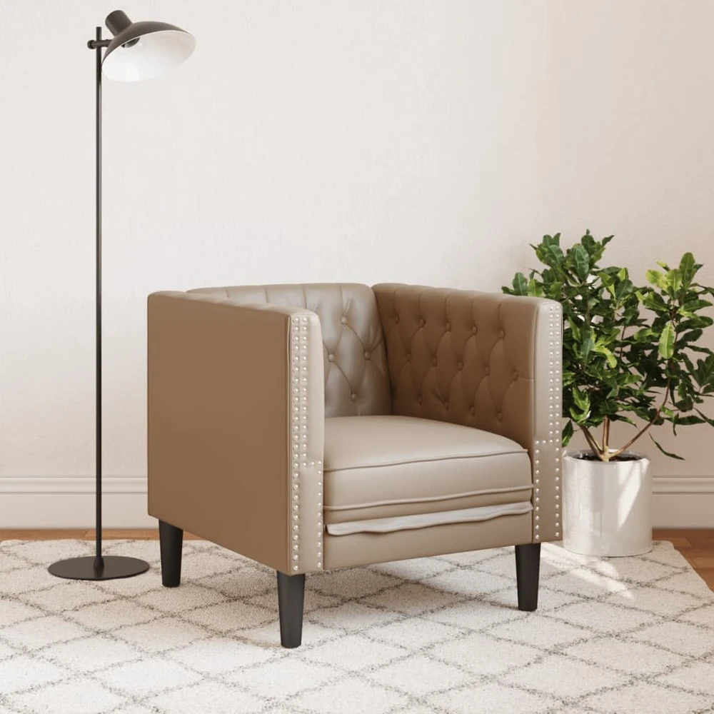 Sofa Chesterfield krėslas, kapučino spalvos, dirbtinė oda