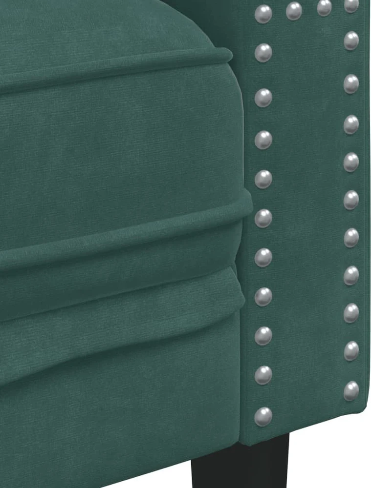 Česterfildo sofa-kėdė, tamsiai žalia, aksomas