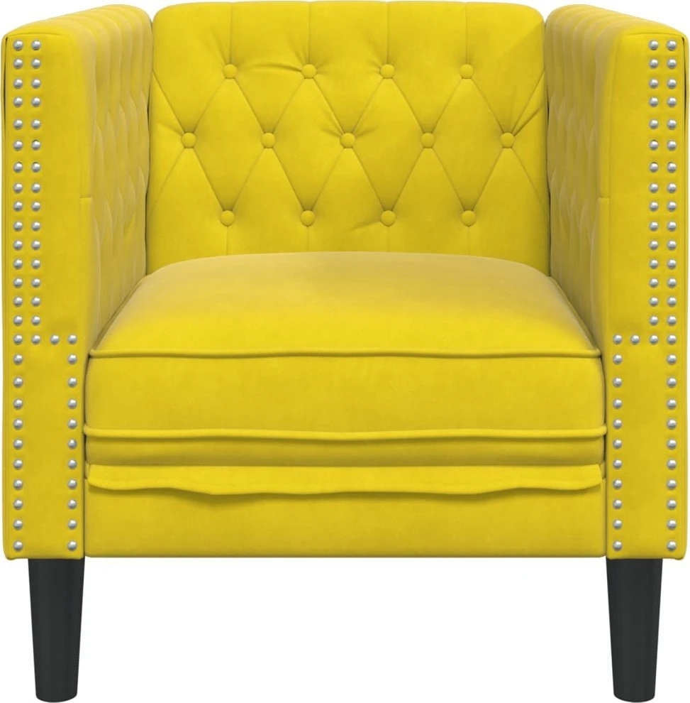 Sofa Chesterfield krėslas, geltonos spalvos, aksomas