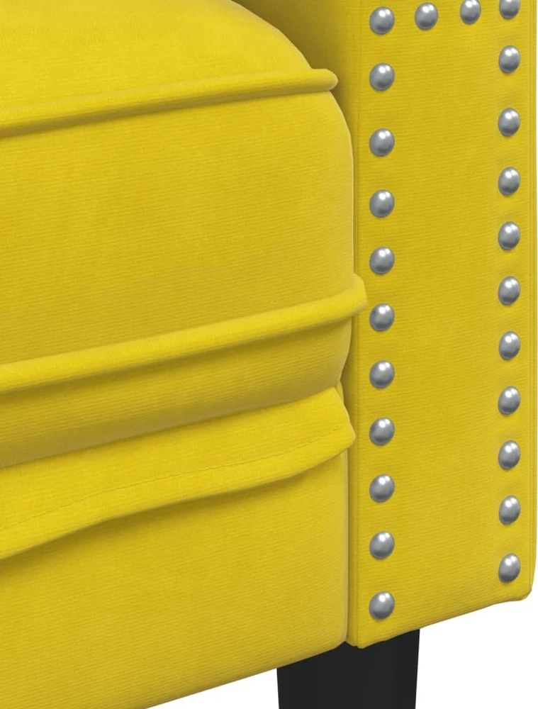 Sofa Chesterfield krėslas, geltonos spalvos, aksomas