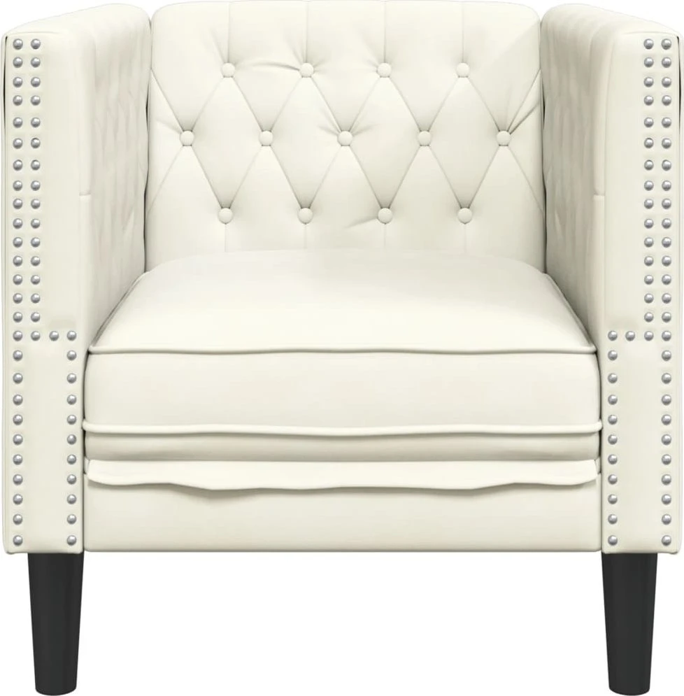 Sofa Chesterfield krėslas, kreminės spalvos, aksomas