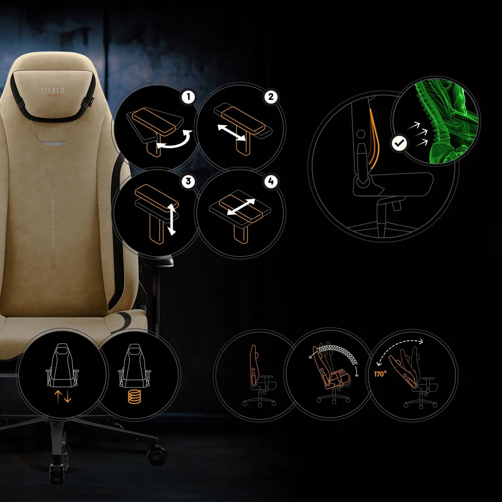 Diablo Chairs Diablo X-Eye Prime Normal Size - Broken Gold ergonominė kėdė