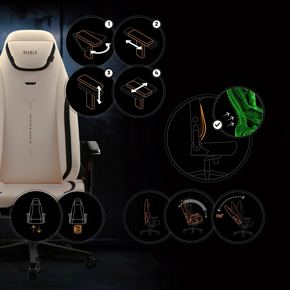 Diablo Chairs Diablo X-Eye Prime Normal Size - Desert Storm ergonominė kėdė