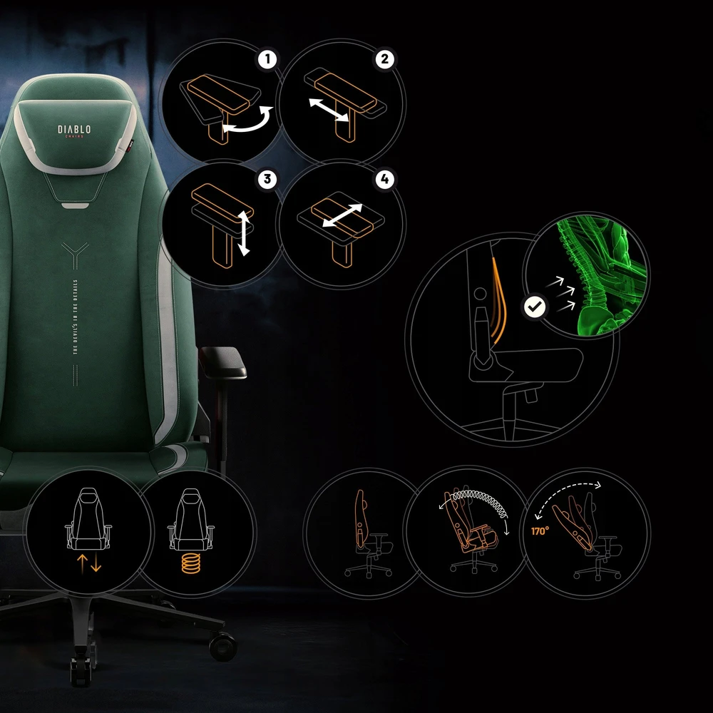 Diablo Chairs Diablo X-Eye Prime Normal Size - Forest Žalias ergonominė kėdė