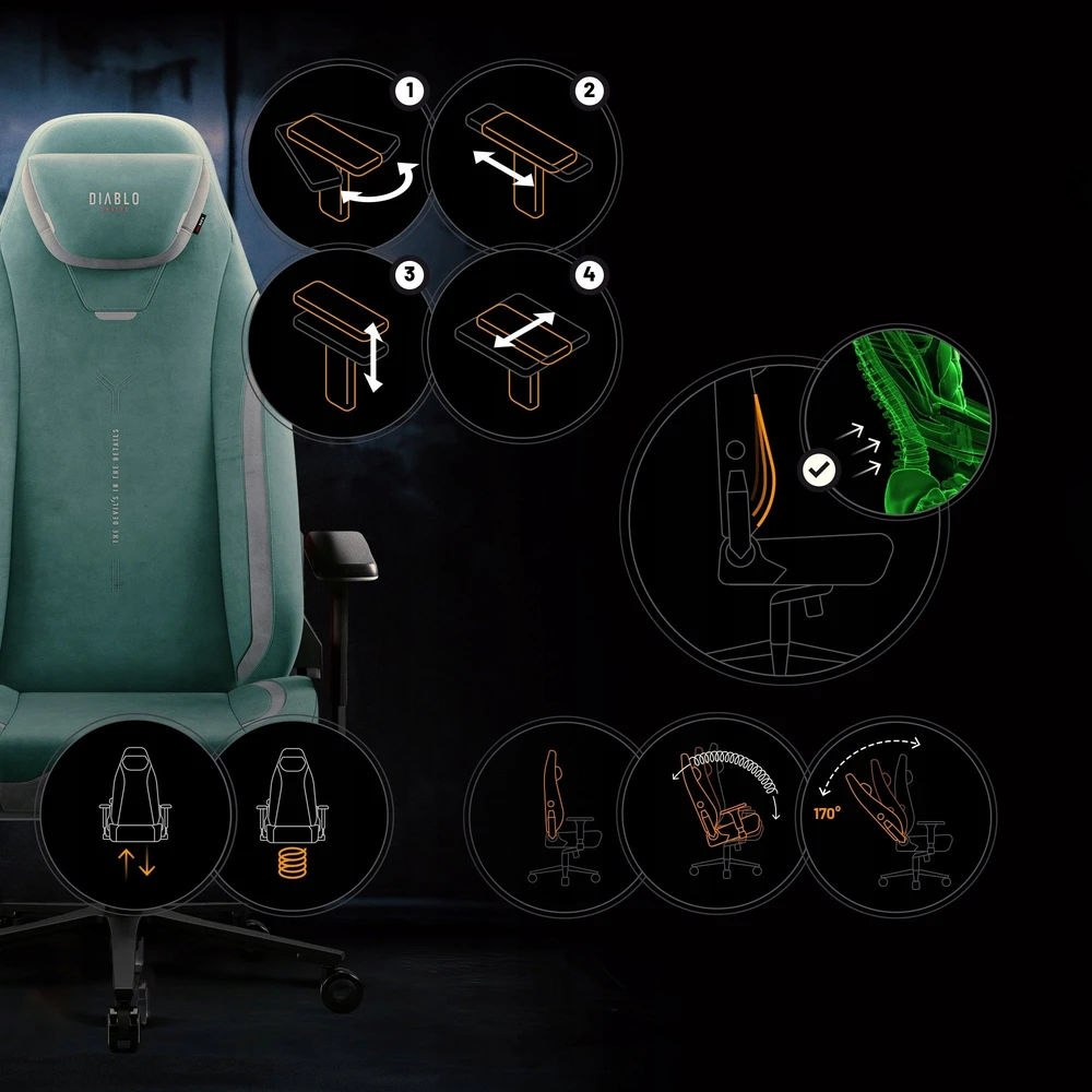 Diablo Chairs Diablo X-Eye Prime Normal Size - Mystic Mint ergonominė kėdė