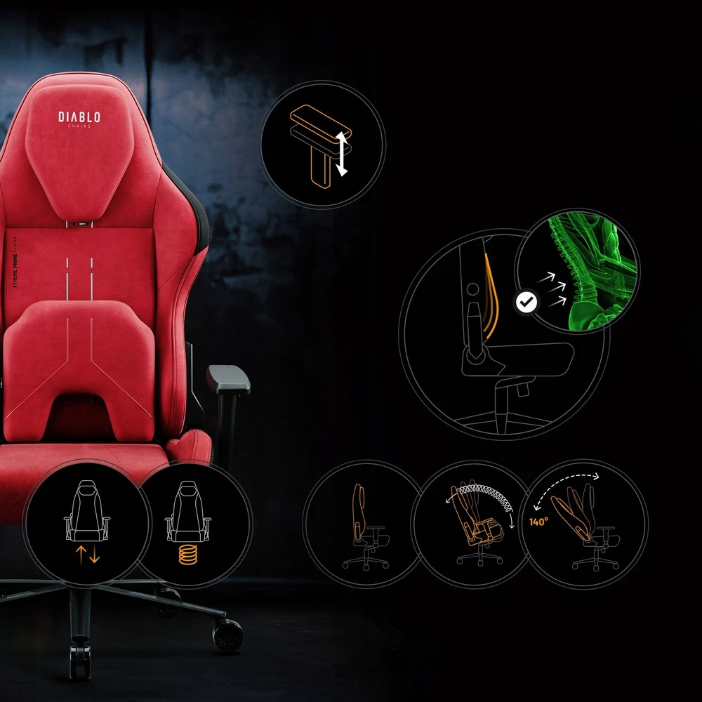 Diablo Chairs Diablo X-One Prime Normal Size - Bloody Mary ergonominė kėdė