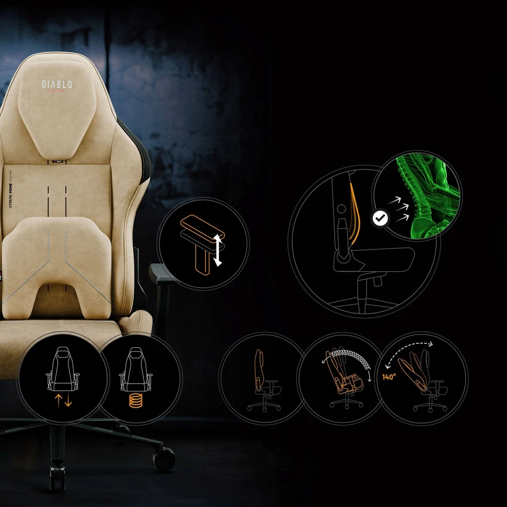 Diablo Chairs Diablo X-One Prime Normal Size - Broken Gold ergonominė kėdė