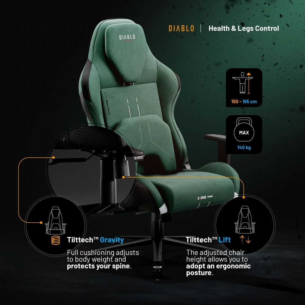 Diablo Chairs Diablo X-One Prime Normal Size - Forest Žalias ergonominė kėdė