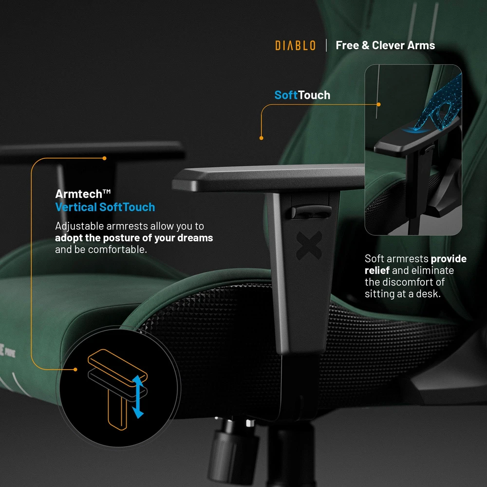 Diablo Chairs Diablo X-One Prime Normal Size - Forest Žalias ergonominė kėdė