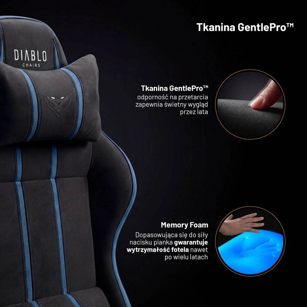 Diablo Chairs Mėlyna Diablo X-One 2.0 King Size Night Mėlyna materiałowy juoda-mėlyna
