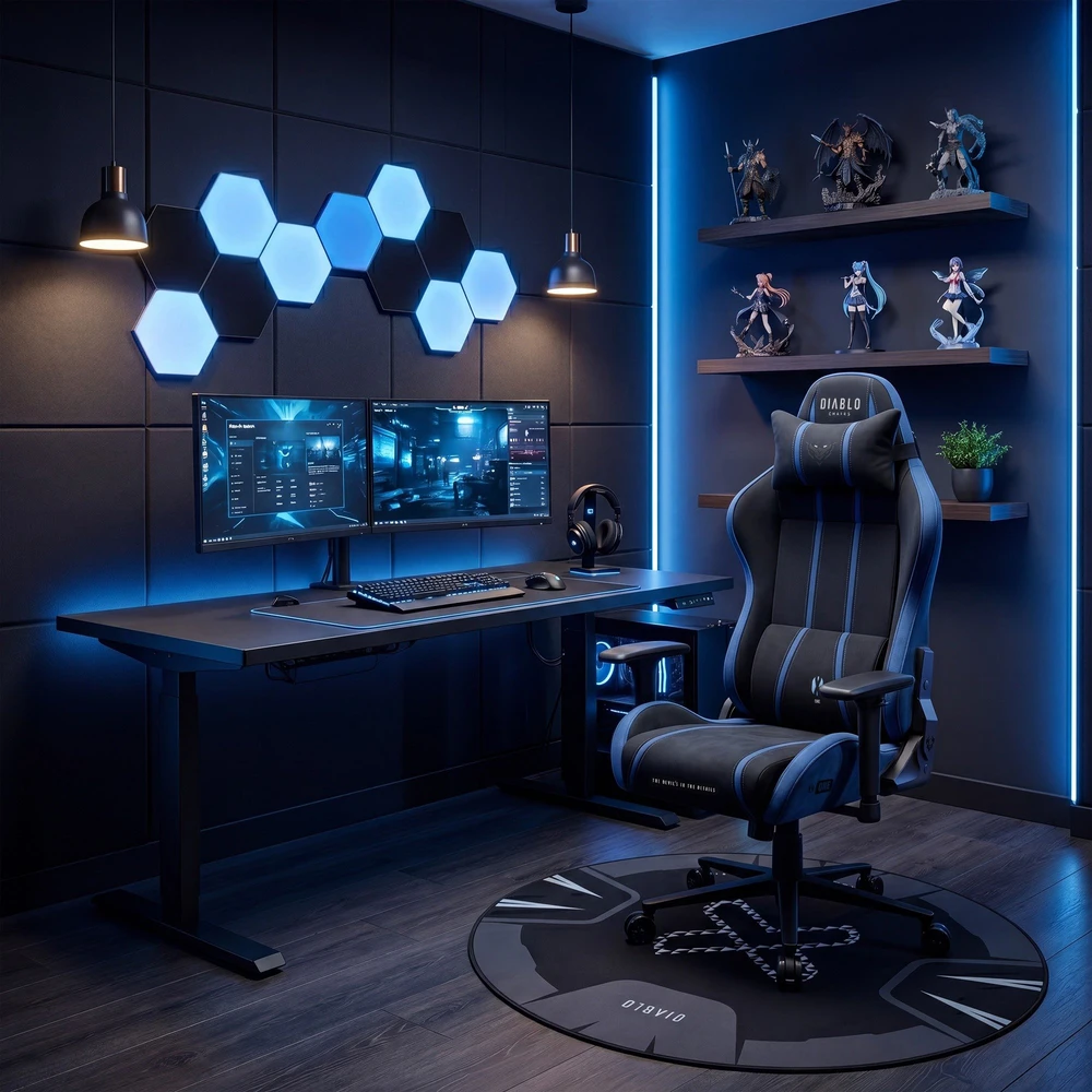 Diablo Chairs Mėlyna Diablo X-One 2.0 King Size Night Mėlyna materiałowy juoda-mėlyna