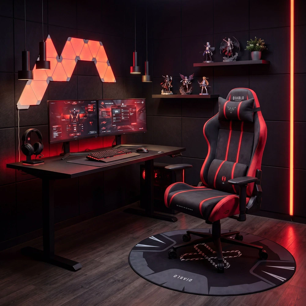 Diablo Chairs Diablo X-One 2.0 King Size Bloody Mary materiałowy juodai-raudonas