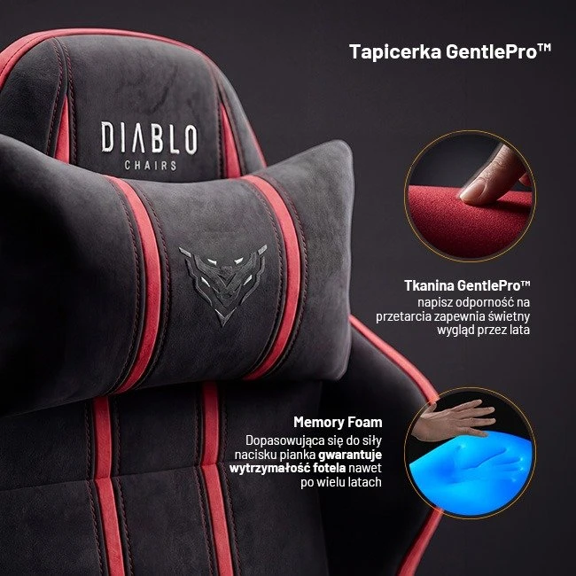 Diablo Chairs Diablo X-One 2.0 Normal Size Bloody Mary materiałowy juodai-raudonas