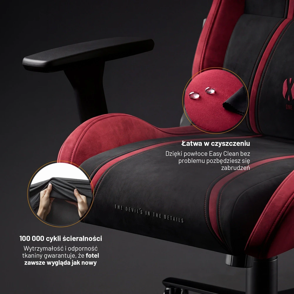 Diablo Chairs Diablo X-One 2.0 King Size Bloody Mary materiałowy juodai-raudonas