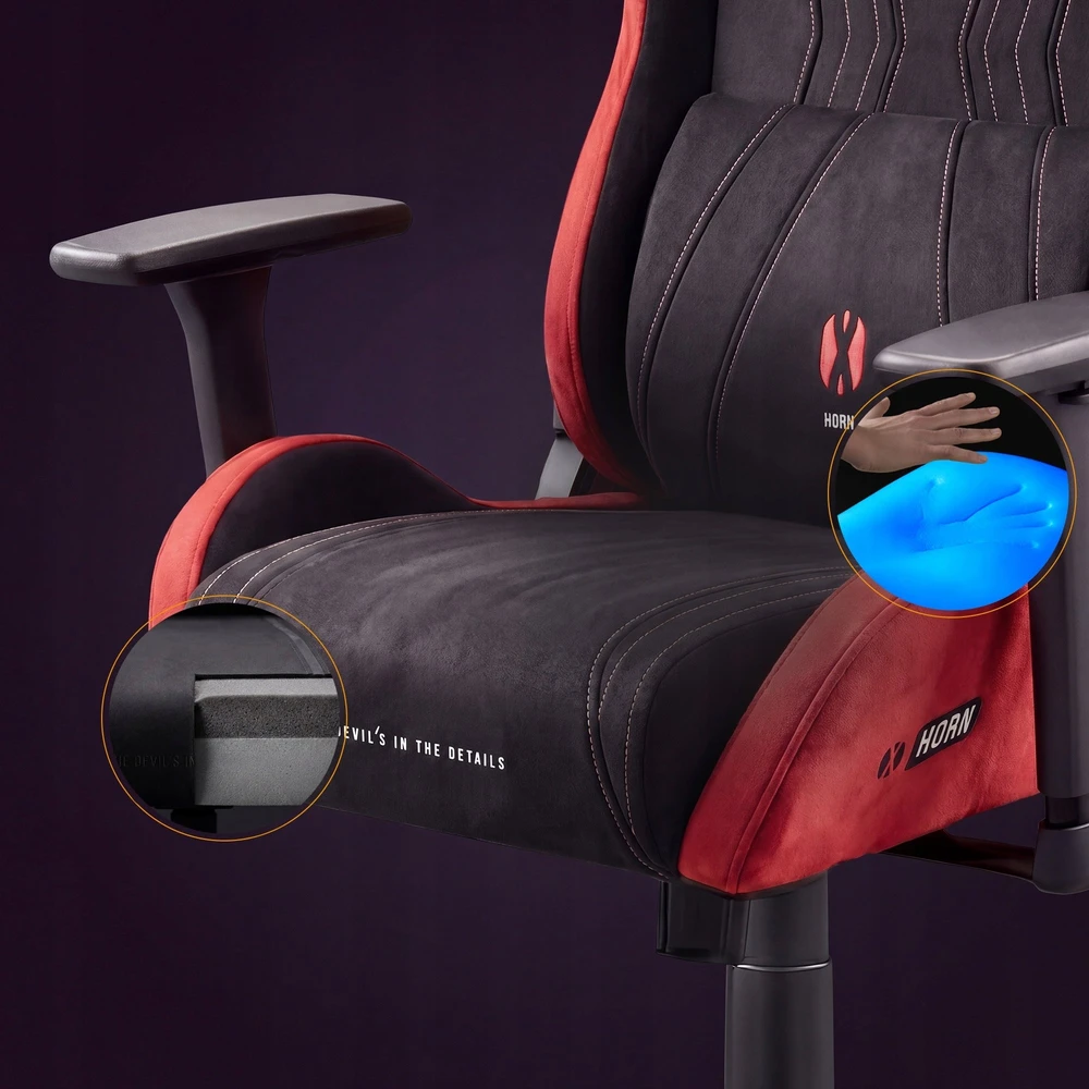 Diablo Chairs Diablo X-Horn 2.0 Normal Size Bloody Mary materiałowy juodai-raudonas