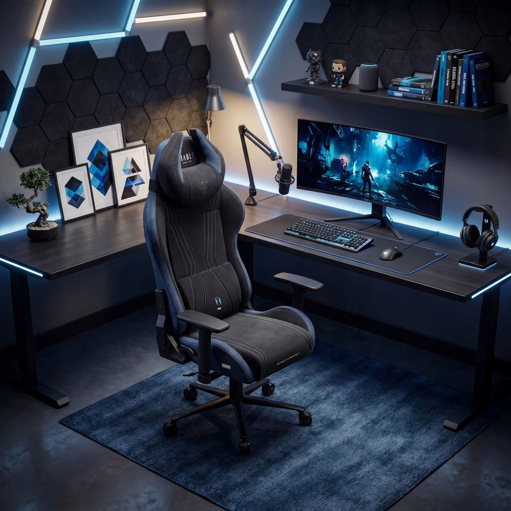 Diablo Chairs Mėlyna Diablo X-Horn 2.0 Normal Size Night Mėlyna materiałowy juoda-mėlyna