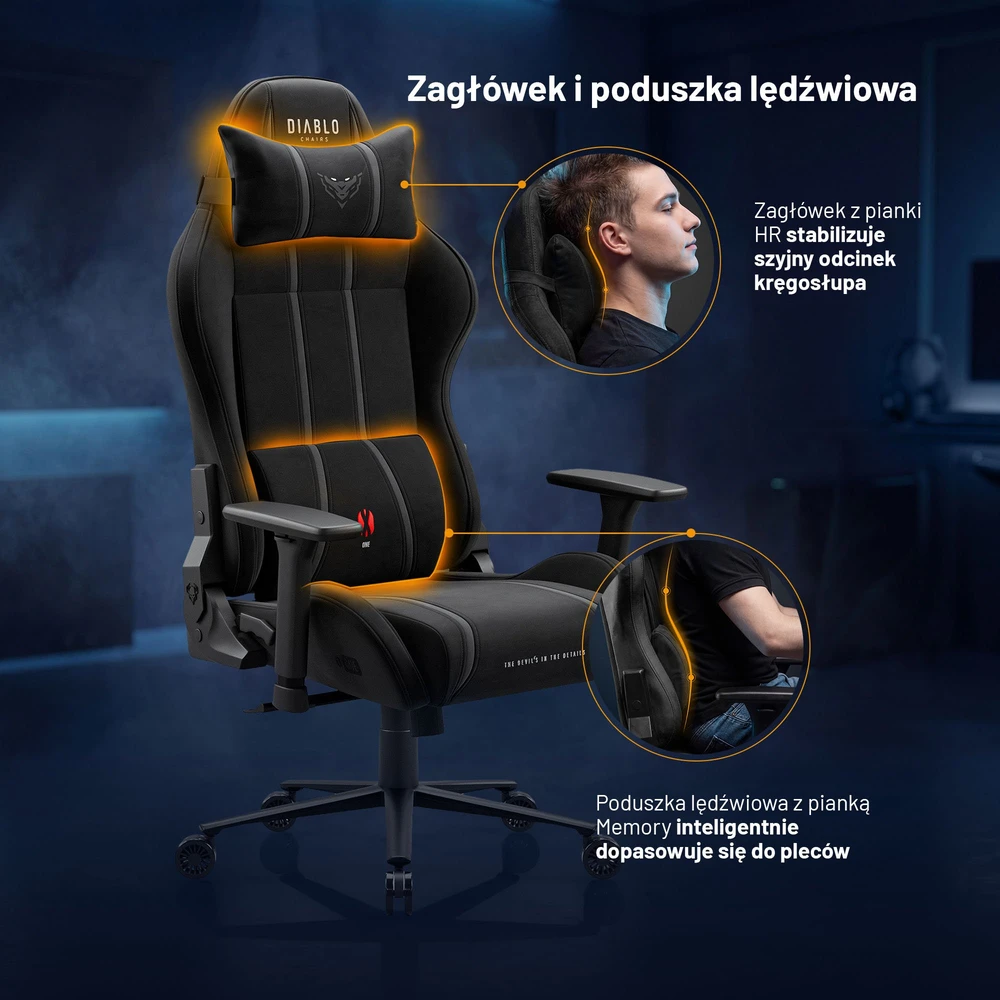 Diablo X-One 2.0 King Size Burned Juodas materiałowy juoda