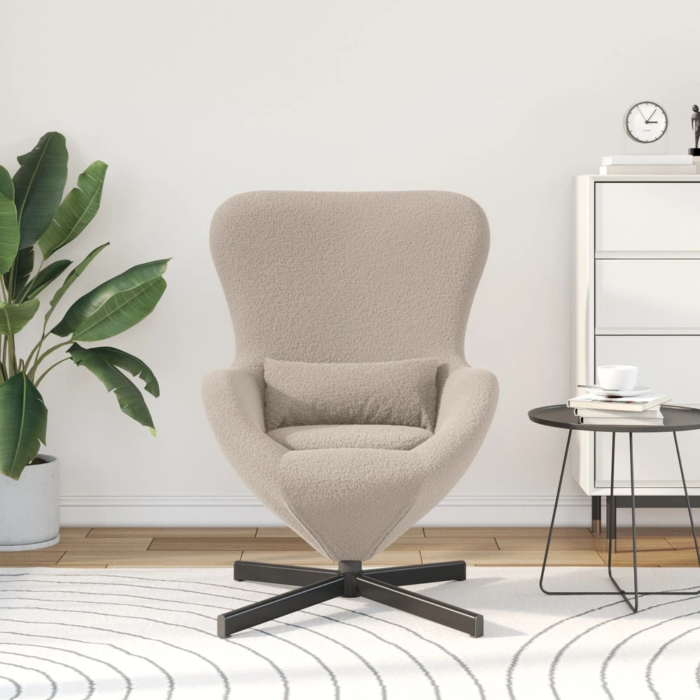 Fotelis Kiaušinio formos krėslas Šviesiai pilka 63 x 73 x 90 cm audinys
