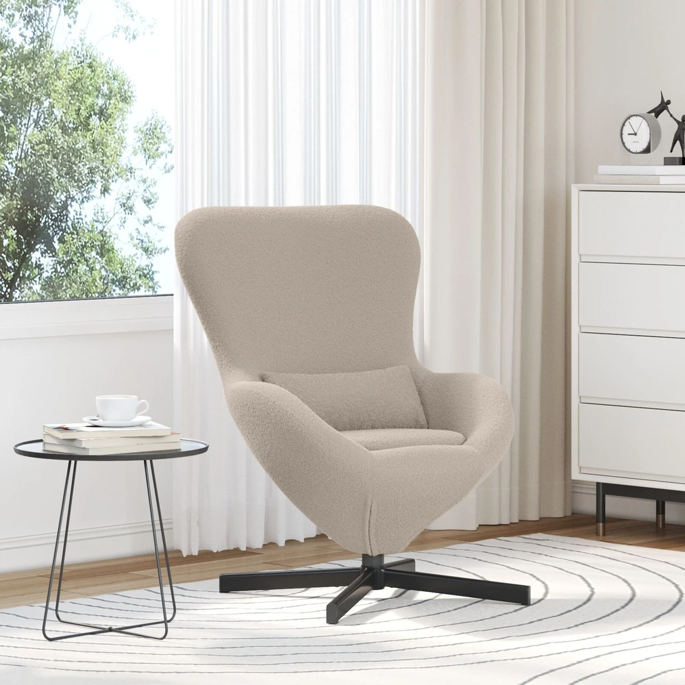 Fotelis Kiaušinio formos krėslas Šviesiai pilka 63 x 73 x 90 cm audinys