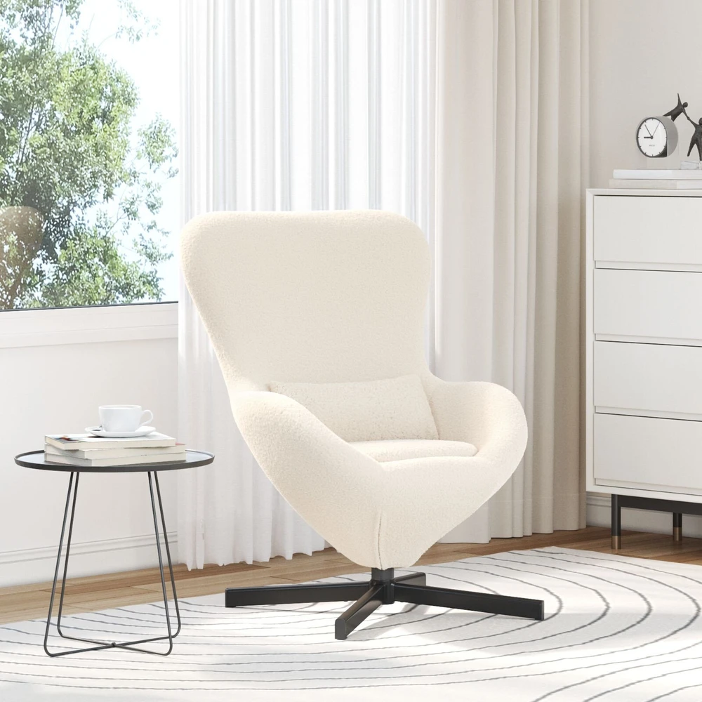 Fotelis Kiaušinio formos krėslas Kreminė 63 x 73 x 90 cm audinys