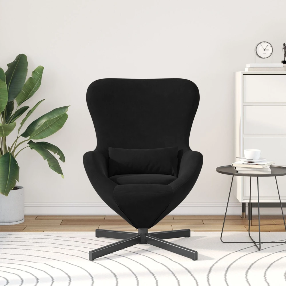 Fotelis Kiaušinio formos krėslas Juoda 63 x 73 x 90 cm Aksomas