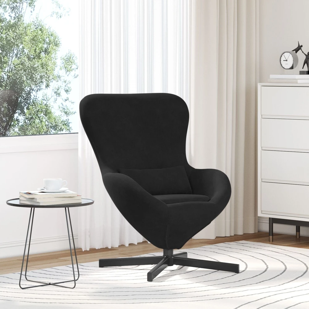 Fotelis Kiaušinio formos krėslas Juoda 63 x 73 x 90 cm Aksomas