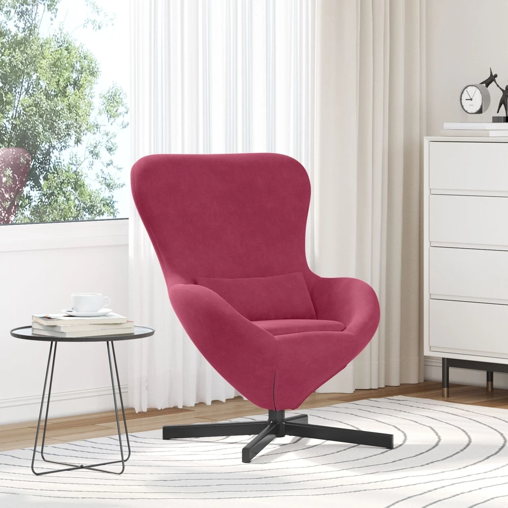Fotelis Kiaušinio formos krėslas Vyno raudona 63 x 73 x 90 cm Aksomas