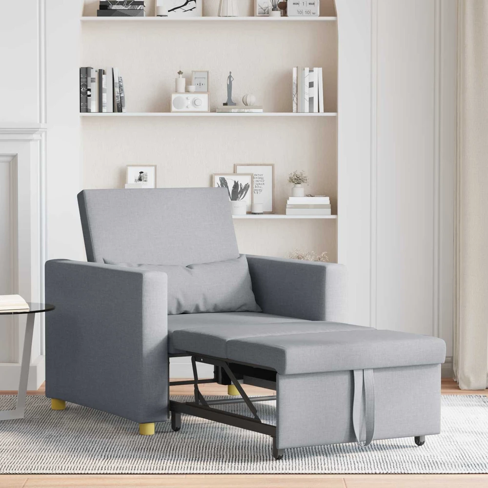Ištraukiamas sofa-lova vienvietis Šviesiai pilka audinys