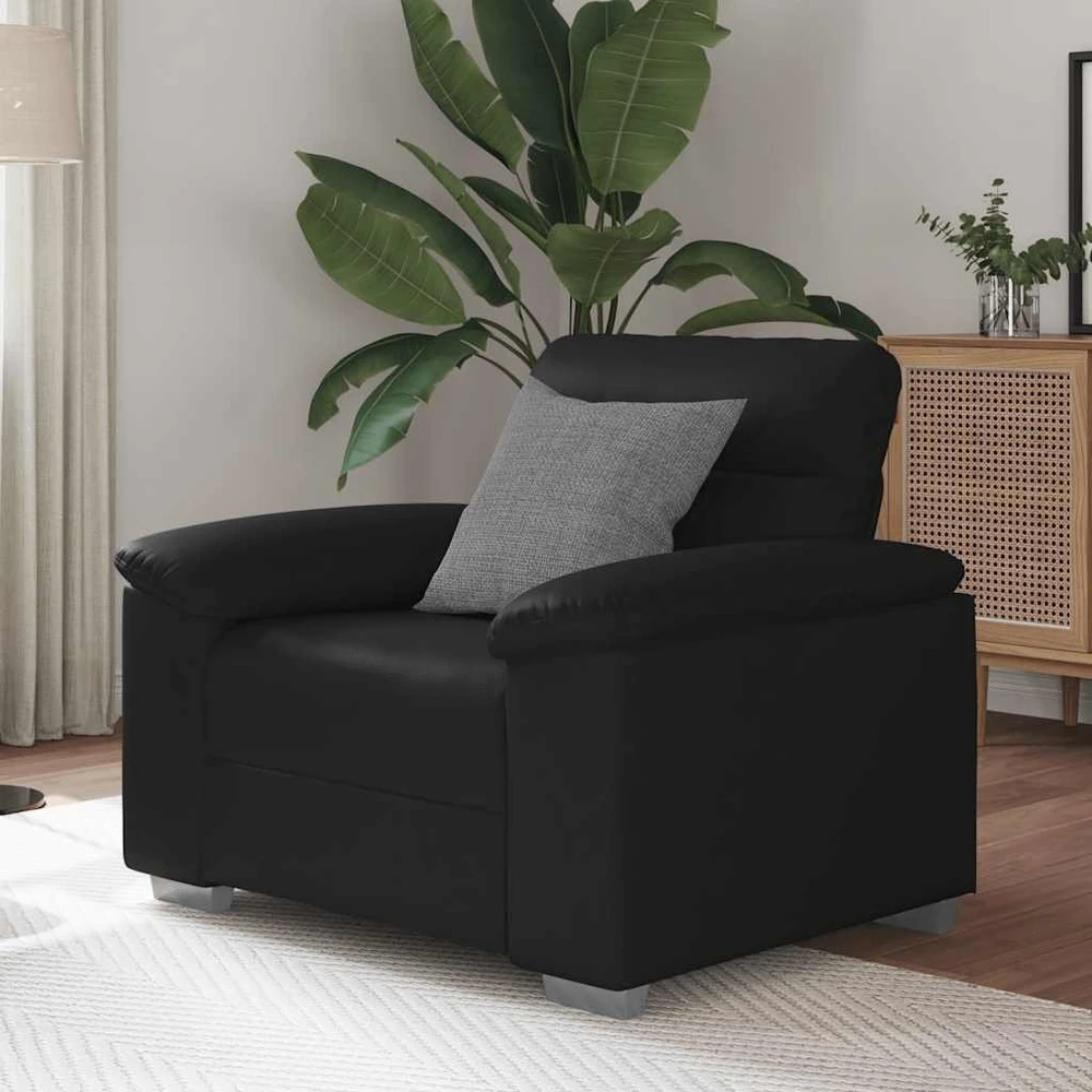 Sofa-kėdė, juoda, 100x81x84 cm, dirbtinė oda