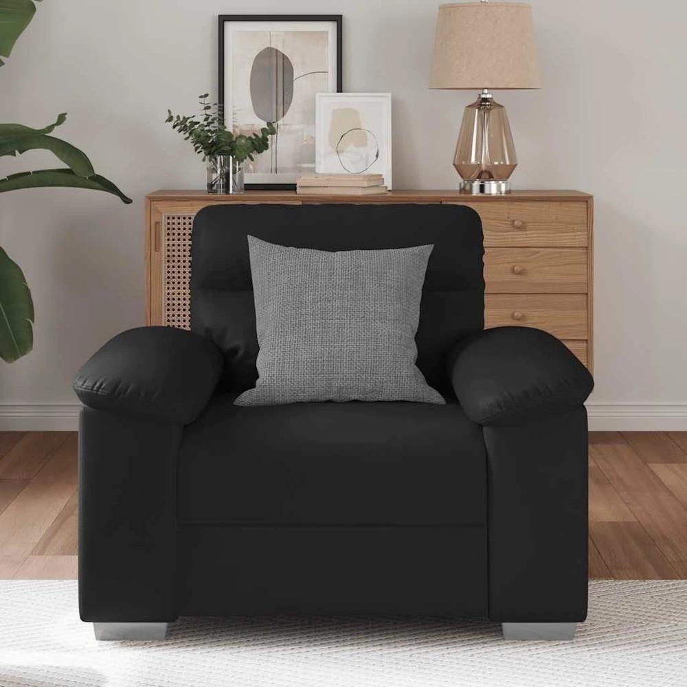Sofa-kėdė, juoda, 100x81x84 cm, dirbtinė oda