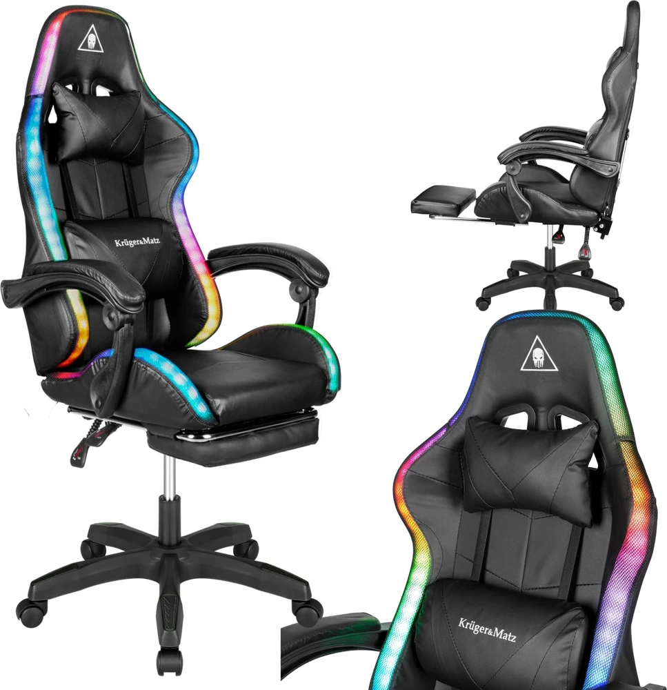 Kruger & Matz GX-150 žaidimų kėdė Juodas LED