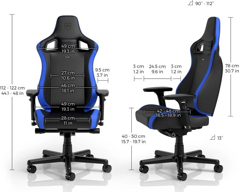Žaidimų kėdė Noblechairs EPIC Comapct Gaming Chair, Juoda/Carbon/Mėlyna