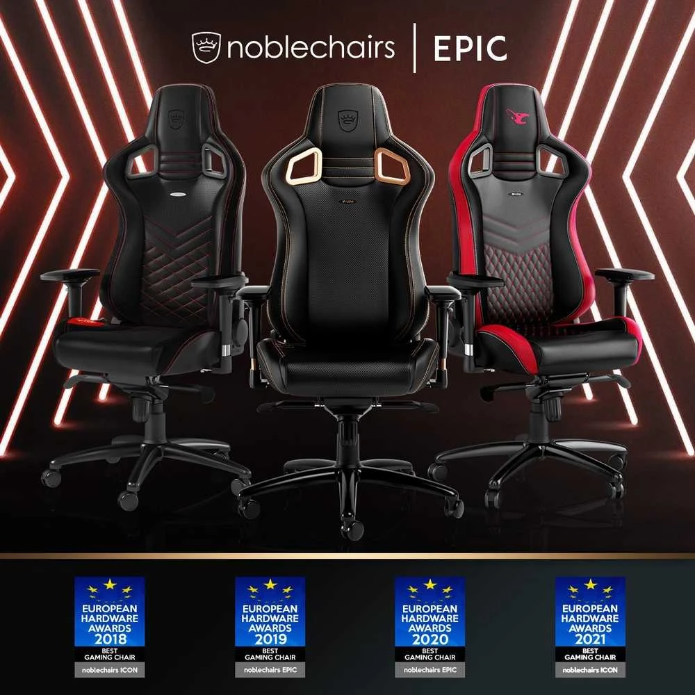 Žaidimų kėdė Noblechairs EPIC PU-Leather Gaming Chair, Juoda-mėlyna