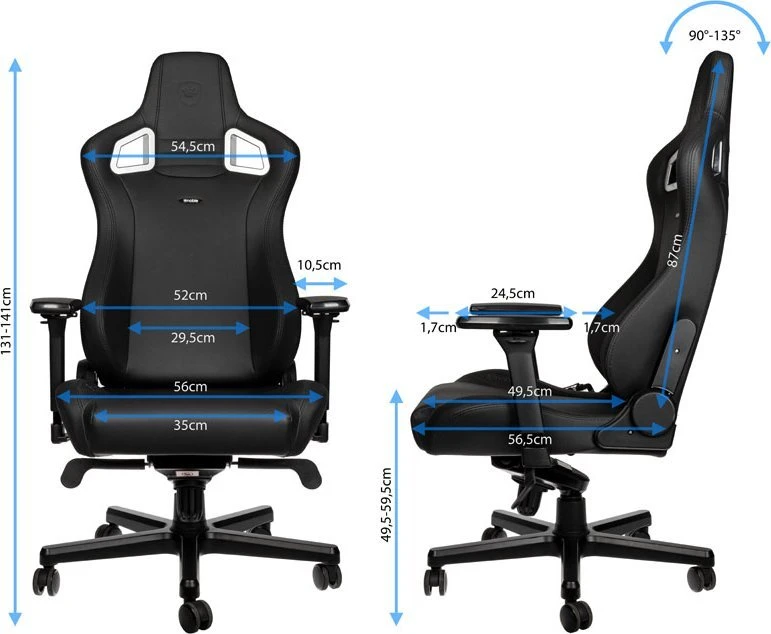 Žaidimų kėdė Noblechairs EPIC Juodas Edition Vinyl/PU hybrid leather Gaming Chair, Juoda