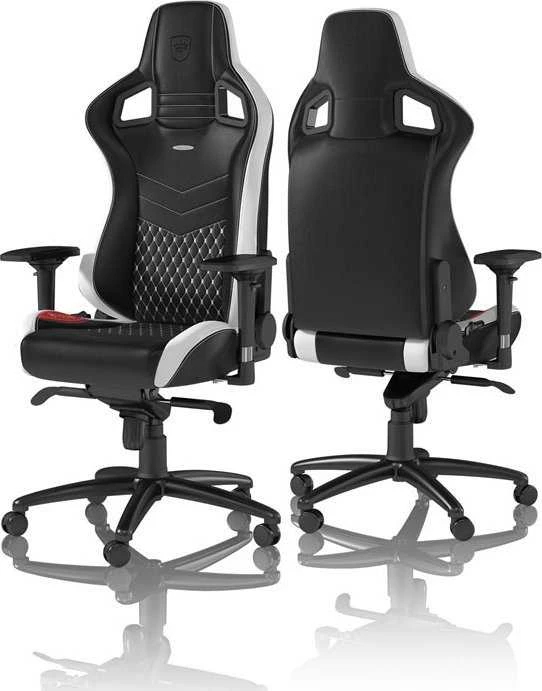Žaidimų kėdė Noblechairs EPIC Real Leather Gaming Chair, Juoda-balta-raudona