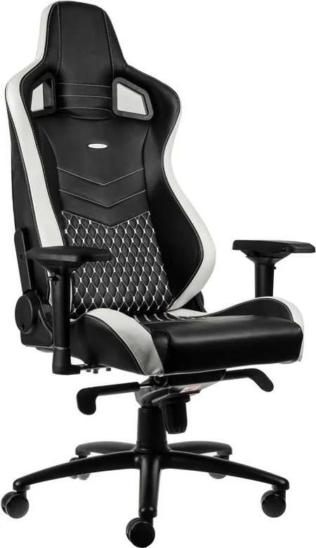Žaidimų kėdė Noblechairs EPIC Real Leather Gaming Chair, Juoda-balta-raudona