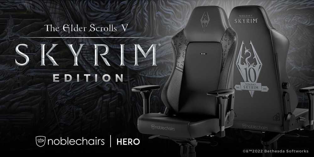 „noblechairs HERO“ žaidimų stalas – „The Elder Scrolls V: Skyrim“ 10-ojo jubiliejaus leidimas