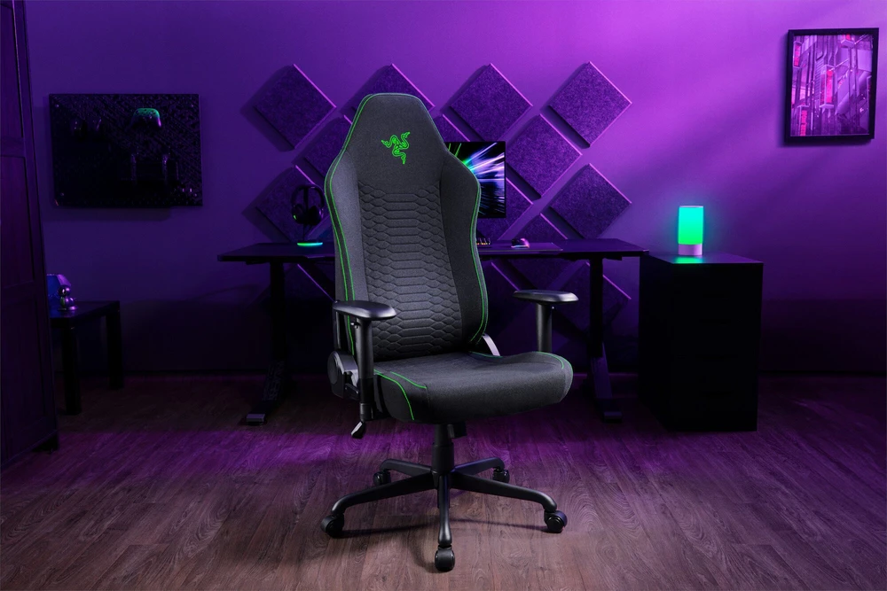 „Razer Razer Iskur V2 X“ žaidimų kėdė, integruota juosmens atrama, atlenkiama – juodas, aptraukta audiniu