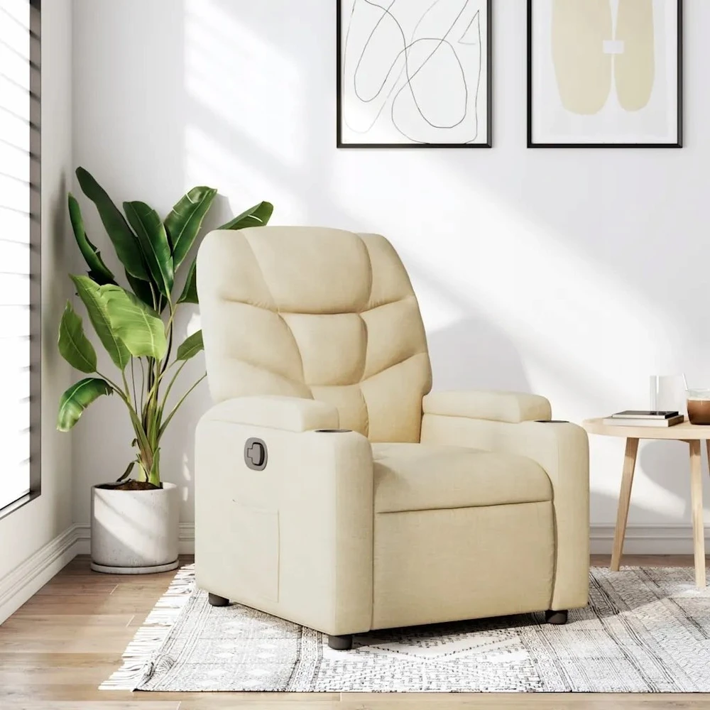 Fotelis Atlošiamas krėslas, kreminės spalvos, audinys