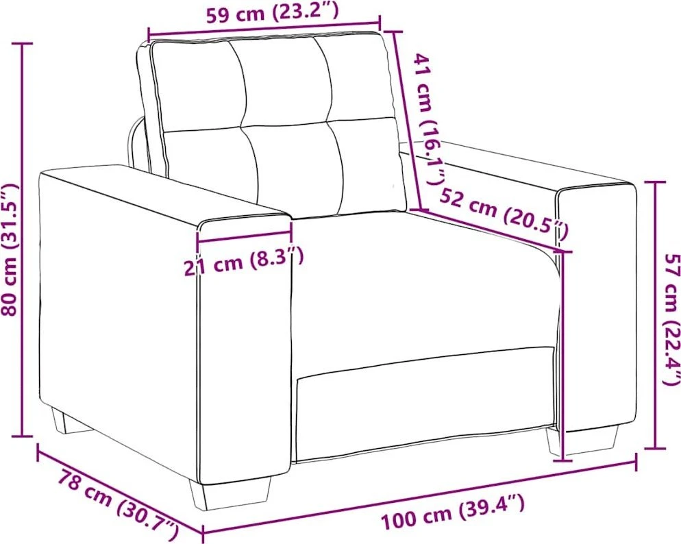 Sofa-kėdė, ruda, 100x78x80 cm, audinys